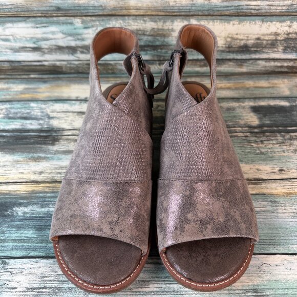 Sofft Slingback Sandal Womens 6M Gray Leather Dress Work Comfort Zip Up Open Toe - Picture 3 of 10